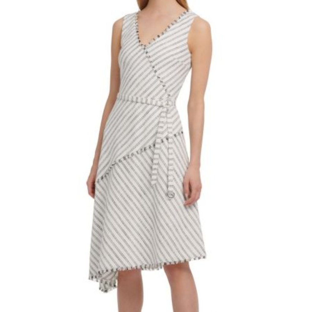 NEW DKNY A-Line Asymmetric Fringe trim mid…